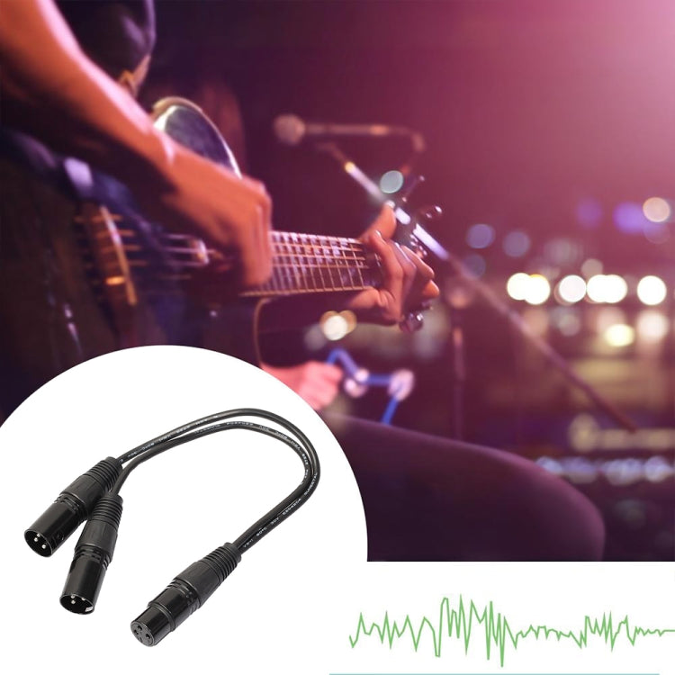 30cm 3 Pin XLR CANNON 1 Female to 2 Male Audio Connector Adapter Cable for Microphone / Audio Equipment(Black) - Microphone Audio Cable & Connector by buy2fix | Online Shopping UK | buy2fix