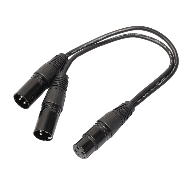 30cm 3 Pin XLR CANNON 1 Female to 2 Male Audio Connector Adapter Cable for Microphone / Audio Equipment(Black) - Microphone Audio Cable & Connector by buy2fix | Online Shopping UK | buy2fix