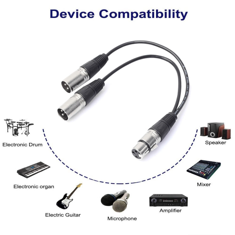 30cm 3 Pin XLR CANNON 1 Female to 2 Male Audio Connector Adapter Cable for Microphone / Audio Equipment - Microphone Audio Cable & Connector by buy2fix | Online Shopping UK | buy2fix