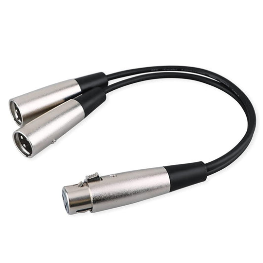 30cm Metal Head 3 Pin XLR CANNON 1 Female to 2 Male Audio Connector Adapter Cable for Microphone / Audio Equipment - Microphone Audio Cable & Connector by buy2fix | Online Shopping UK | buy2fix