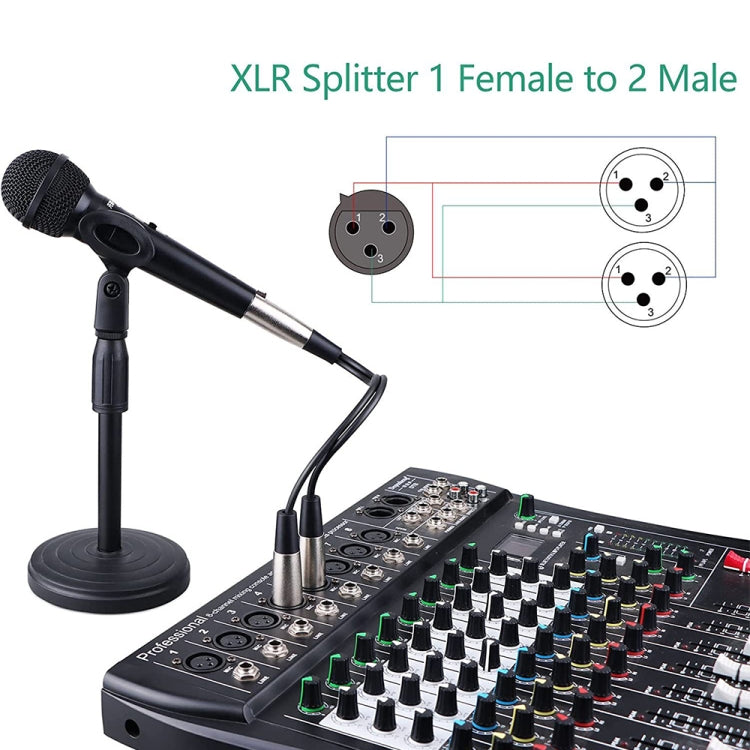 30cm Metal Head 3 Pin XLR CANNON 1 Female to 2 Male Audio Connector Adapter Cable for Microphone / Audio Equipment - Microphone Audio Cable & Connector by buy2fix | Online Shopping UK | buy2fix