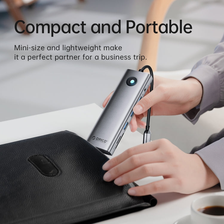 ORICO PW11-8PM Type-C / USB-C 8-in-1 5Gbps Multifunction Docking Station Card Reader (Dark Gray) by ORICO