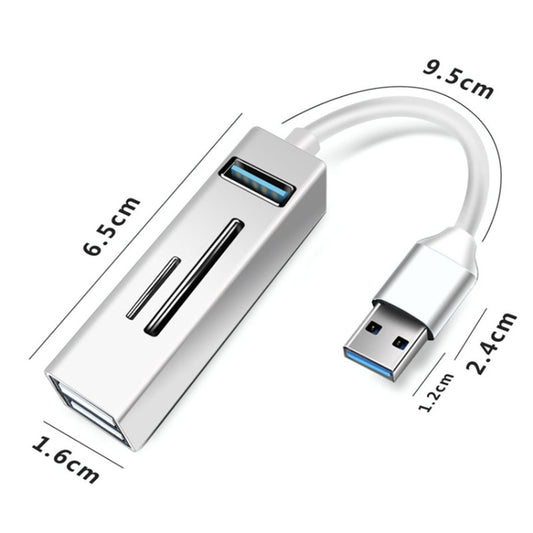 15101 5 in 1 USB3.0 to 3 x USB + SD / TF Card Reader HUB Adapter (Silver) by buy2fix
