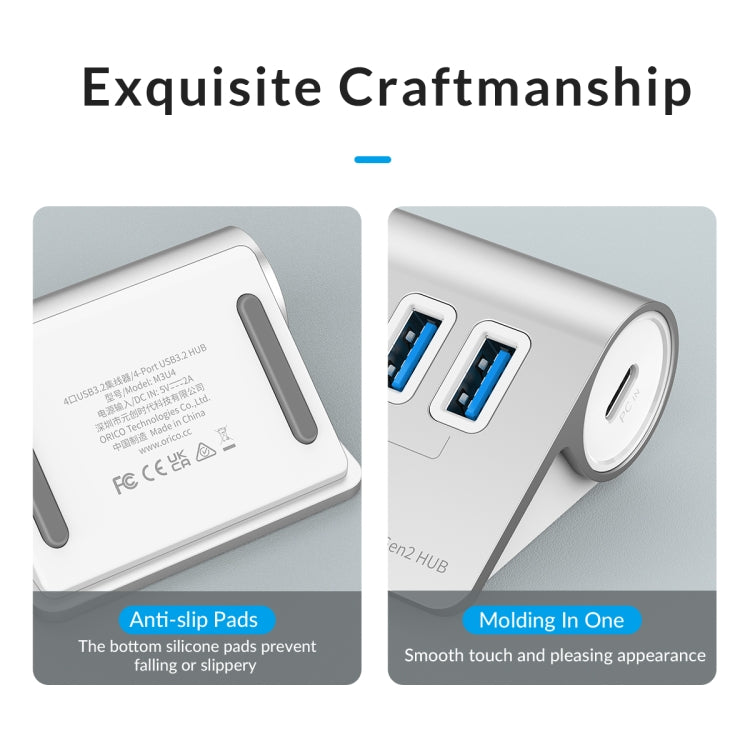 ORICO M3U7-G2 Aluminum Alloy 7-Port USB 3.2 Gen2 10Gbps HUB with 1m Cable (Silver) by ORICO