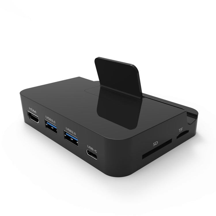 9138 6 in 1 USB-C / Type-C to 4K HDMI + 2 x USB 3.0 + Type-C + SD / TF Card Reader Multifunctional HUB Docking Station with Holder (Black) - USB HUB by buy2fix | Online Shopping UK | buy2fix