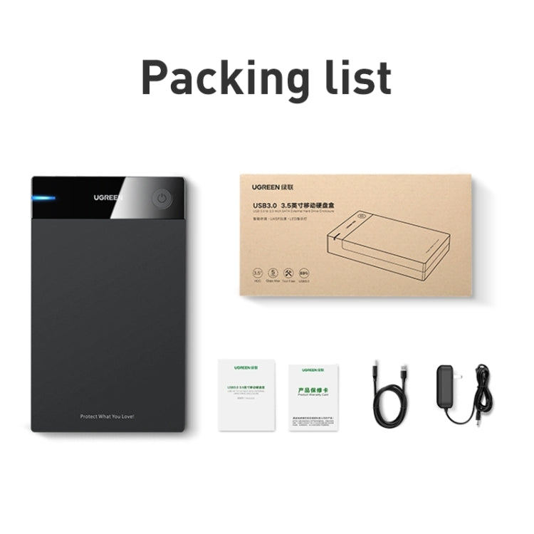 UGREEN US222 HDD Enclosure 2.5 / 3.5 inch SATA to USB 3.0 SSD Adapter Hard Disk Drive Box External HDD Case, Support UASP Protocol by UGREEN