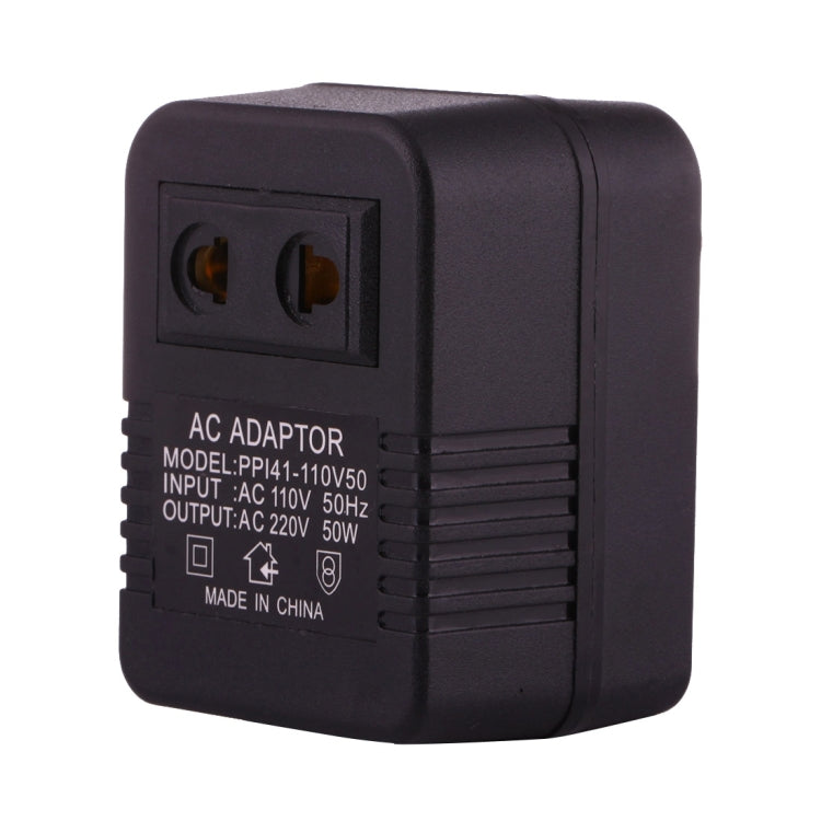 110V to 220V 50W AC Power Socket Adapter, EU/US Plug to US Plug(Black) - Plug Adaptor by buy2fix | Online Shopping UK | buy2fix