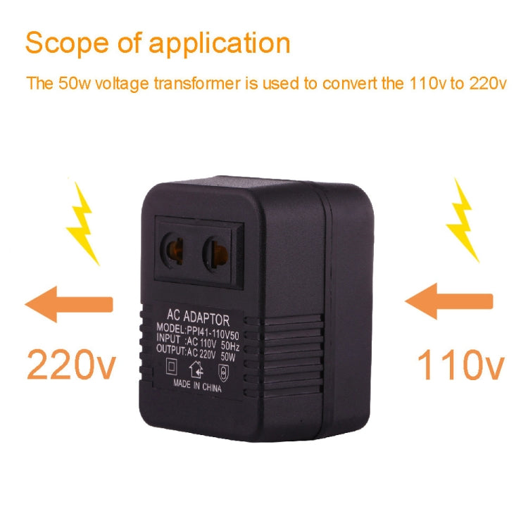 110V to 220V 50W AC Power Socket Adapter, EU/US Plug to US Plug(Black) - Plug Adaptor by buy2fix | Online Shopping UK | buy2fix