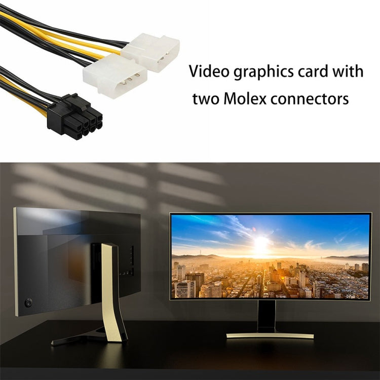 18cm Y Shape 8 Pin PCI Express to Dual 4 Pin Molex Graphics Card Power Cable by buy2fix