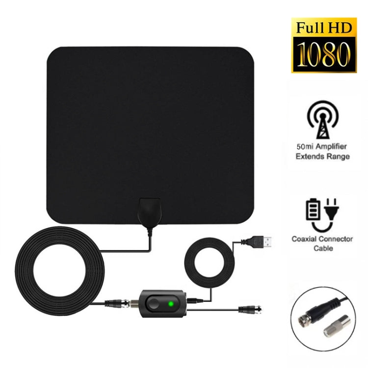 AN-1002 5dBi/25dBi Indoor HDTV Antenna with Sucker, VHF170-230/UHF470-862MHz(Black) - DVB-T & Simulation Antenna by buy2fix | Online Shopping UK | buy2fix