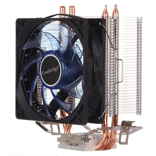 LED CPU Cooler Pure Copper Double Heat Pipe CPU Radiator CPU Fan, with Blue Light - Fan Cooling by buy2fix | Online Shopping UK | buy2fix