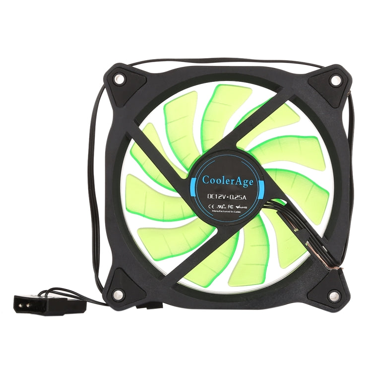 Color LED 12cm 3pin Computer Components Chassis Fan Computer Host Cooling Fan Silent Fan Cooling, with Power Connection Cable & Green Light(Green) - Fan Cooling by buy2fix | Online Shopping UK | buy2fix