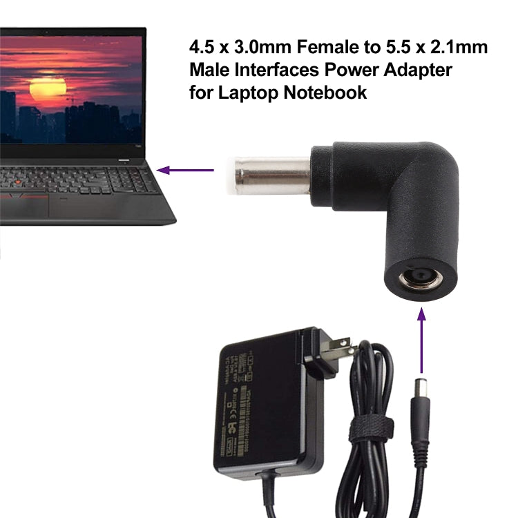 4.5 x 3.0mm Female to 5.5 x 2.1mm Male Interfaces Power Adapter for Laptop Notebook(Black) - Universal Power Adapter by buy2fix | Online Shopping UK | buy2fix