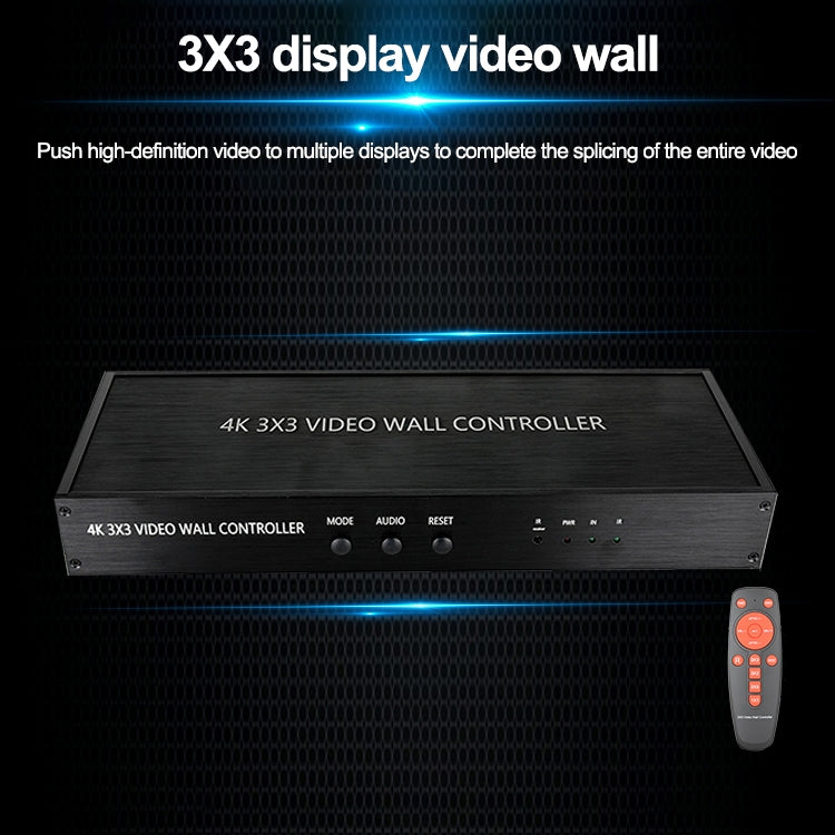 NK-BT88 4K 3X3 HDMI Video Wall Controller Multi-screen Splicing Processor with Remote Controller, EU Plug - Splitter by buy2fix | Online Shopping UK | buy2fix