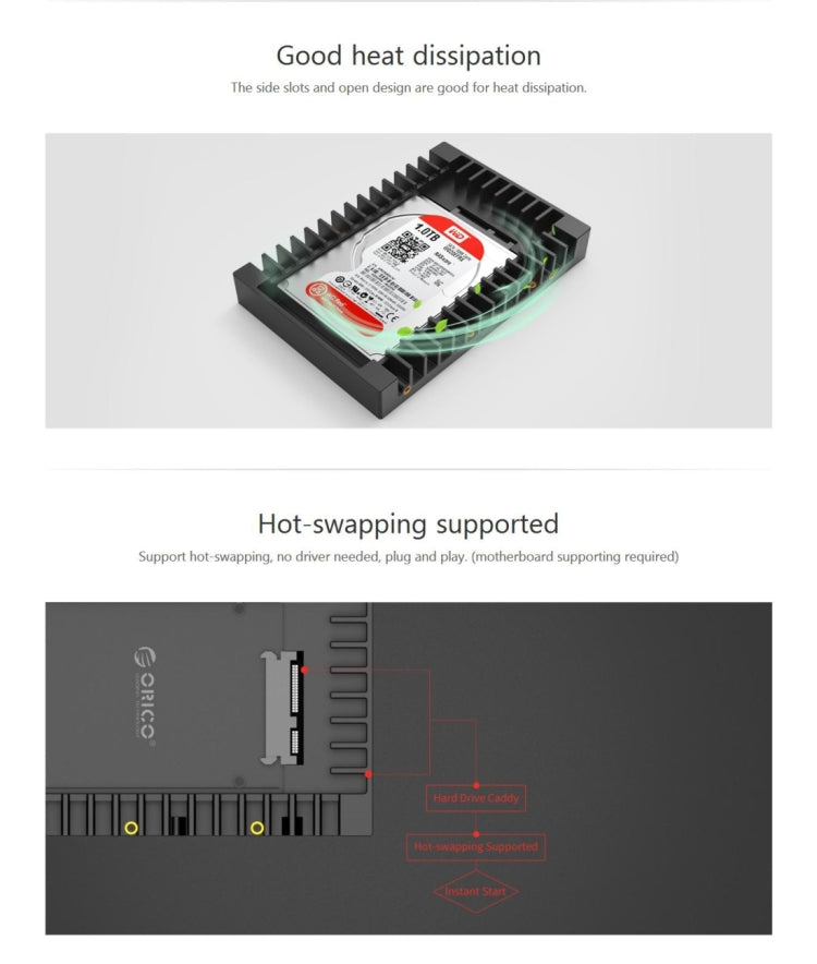ORICO 1125SS SATA 3.0 Fast Transfer Speed 2.5 to 3.5 inch Hard Drive Caddy / Convertor Enclosure(Black) by ORICO