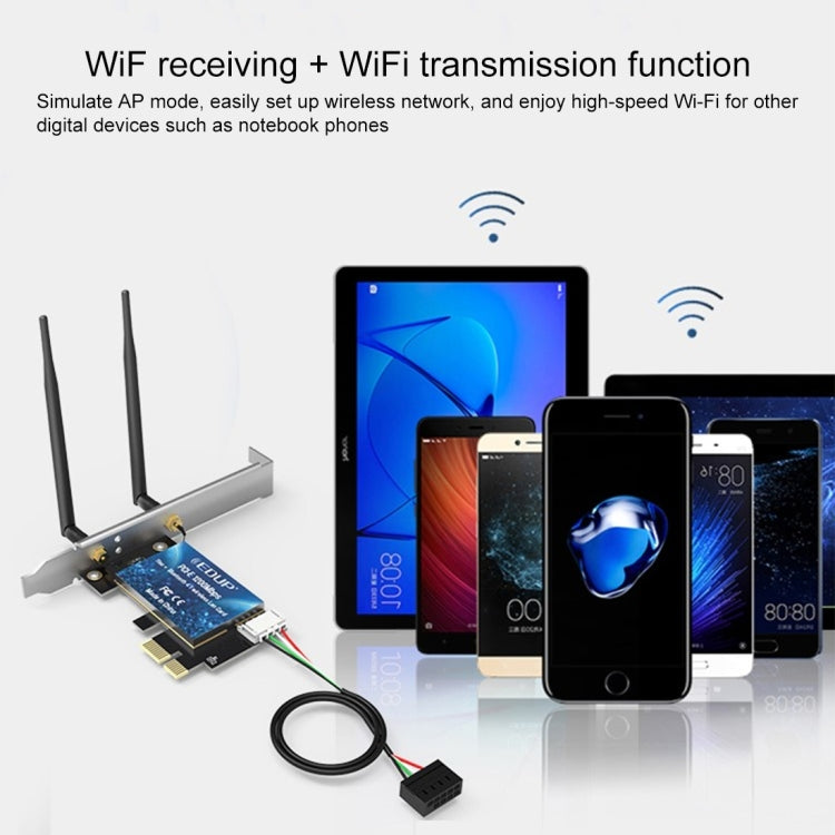 EDUP EP-9620 2 in 1 AC1200Mbps 2.4GHz & 5.8GHz Dual Band PCI-E 2 Antenna WiFi Adapter External Network Card + Bluetooth by EDUP