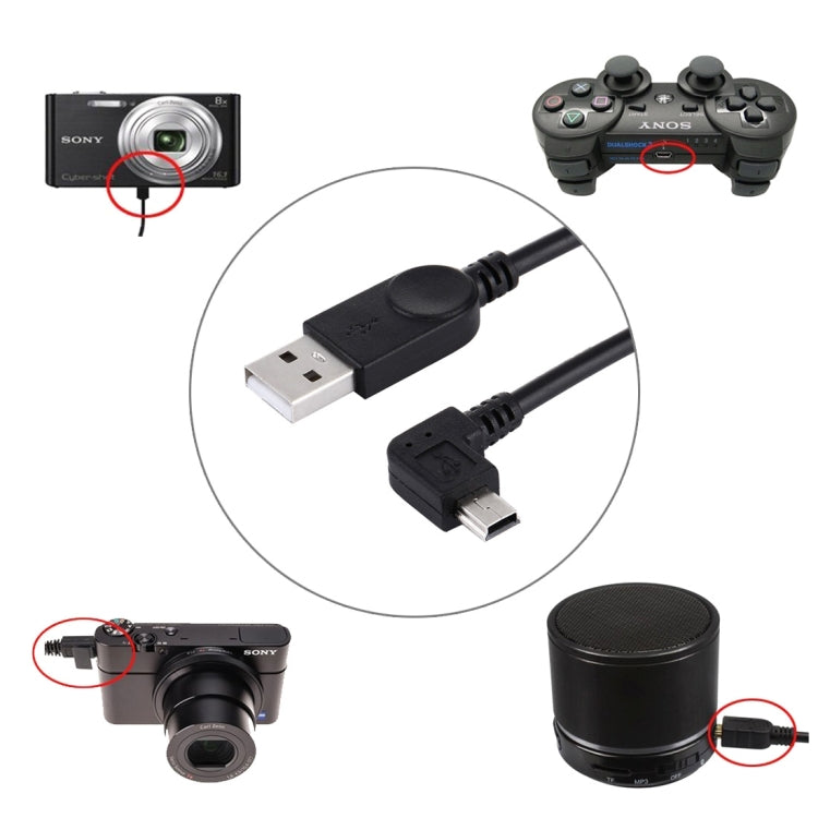 90 Degree Angle Left Mini USB to USB Data / Charging Cable, Length: 28cm by buy2fix