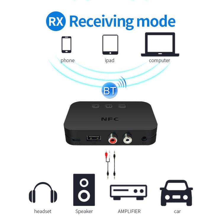 TI-800 NFC Desktop Bluetooth 5.0 Adapter Music Receiver for USB Drive Reads Bluetooth Speaker (Black) - Apple Accessories by buy2fix | Online Shopping UK | buy2fix