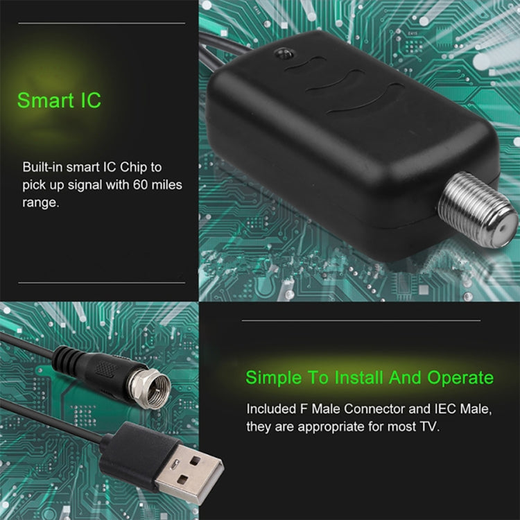 USB Connector Signal Booster Amplifier + IEC Converter Head - DVB-T & Simulation Antenna by buy2fix | Online Shopping UK | buy2fix