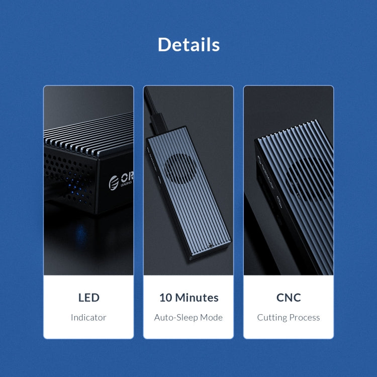 ORICO M2PVC3-G20-GY-BP USB3.2 20Gbps M.2 NVMe SSD Enclosure by ORICO