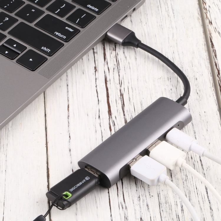 T-811 4 in 1 USB-C / Type-C to 3 USB 3.0 + USB-C / Type-C Ports HUB Docking Station - USB HUB by buy2fix | Online Shopping UK | buy2fix