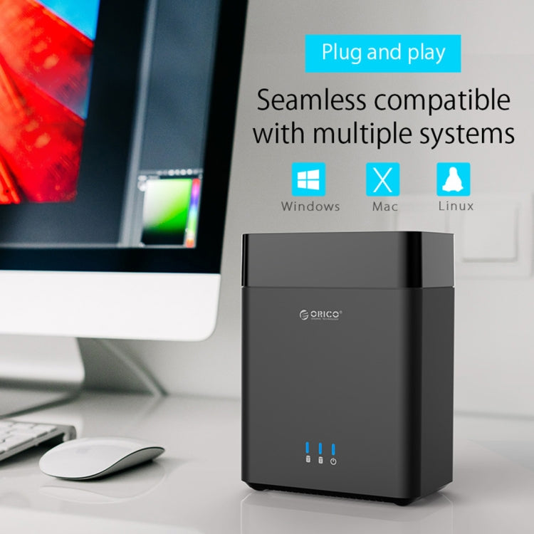 ORICO DS200U3 3.5 inch 2 Bay Magnetic-type USB 3.0 Hard Drive Enclosure with Blue LED Indicator(Black) - HDD Enclosure by ORICO | Online Shopping UK | buy2fix