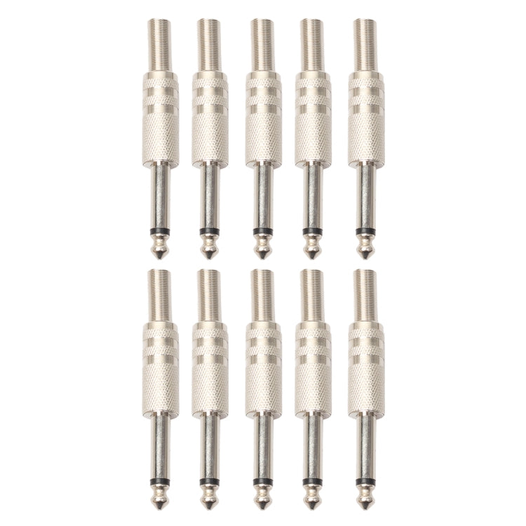 10 PCS 2 Pin 6.5mm Plug Zinc Alloy Welded Type Audio Connector 6.35 Audio Plug - Microphone Audio Cable & Connector by buy2fix | Online Shopping UK | buy2fix