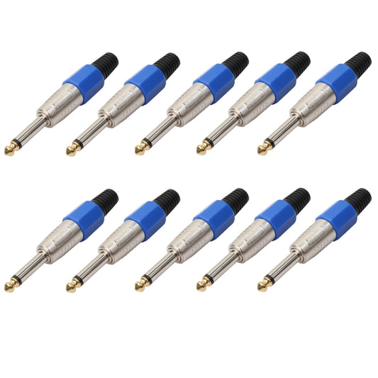 10 PCS 6.35 Gold-plating Mono Microphone Audio Plug - Microphone Audio Cable & Connector by buy2fix | Online Shopping UK | buy2fix