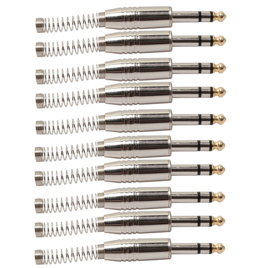 10 PCS 6.35mm Metal Audio Plug Stereo Microphone Cord Plug - Microphone Audio Cable & Connector by buy2fix | Online Shopping UK | buy2fix