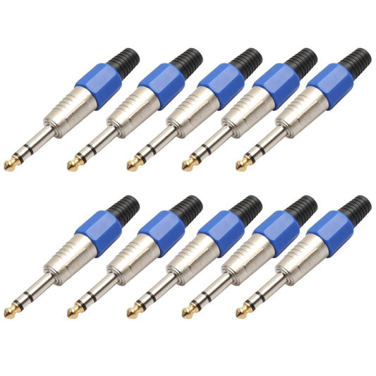 10 PCS 6.35mm Gold-plating Audio Plug Stereo Microphone Cord Plug - Microphone Audio Cable & Connector by buy2fix | Online Shopping UK | buy2fix