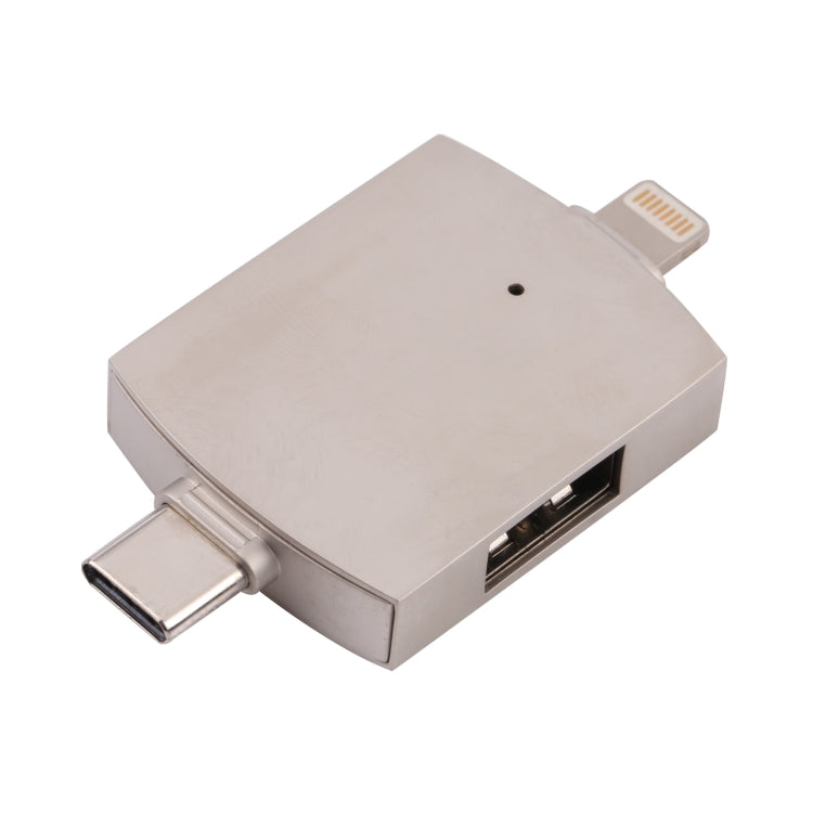 4 In 1 Type-C / USB-C + 8 Pin + Dual USB Multi-function Adapter with Dual OTG Function - Cable & Adapters by buy2fix | Online Shopping UK | buy2fix