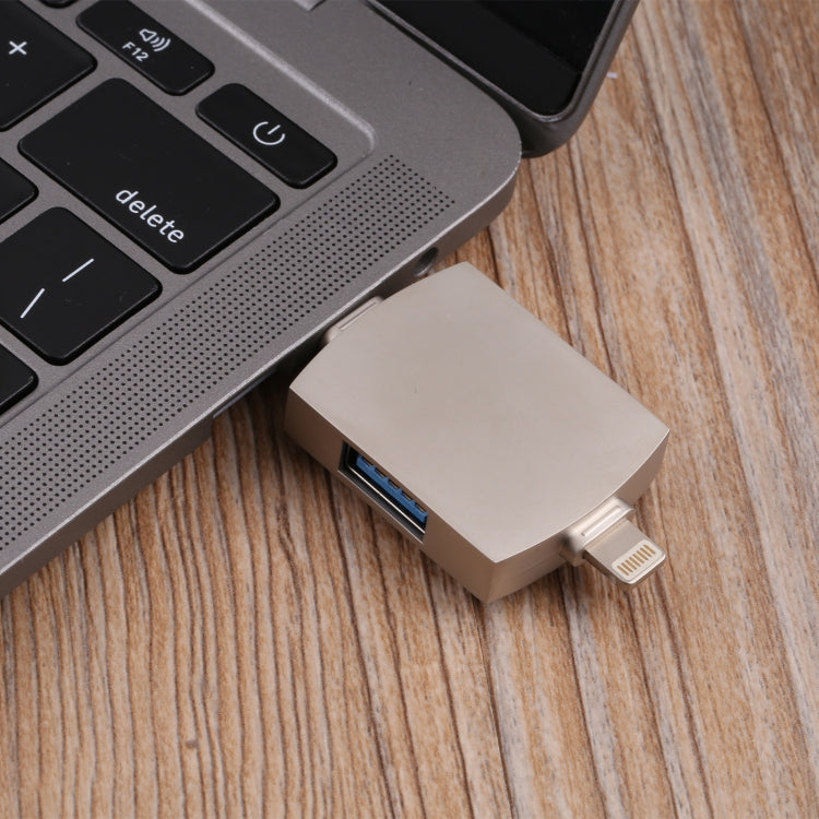 4 In 1 Type-C / USB-C + 8 Pin + Dual USB Multi-function Adapter with Dual OTG Function - Cable & Adapters by buy2fix | Online Shopping UK | buy2fix