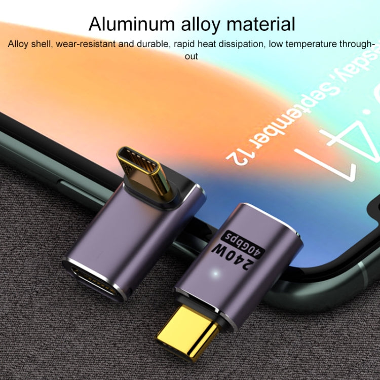 240W USB-C/Type-C Female to USB-C/Type-C Male 40Gbps Medium Bend Adapter with Light - Cable & Adapters by buy2fix | Online Shopping UK | buy2fix
