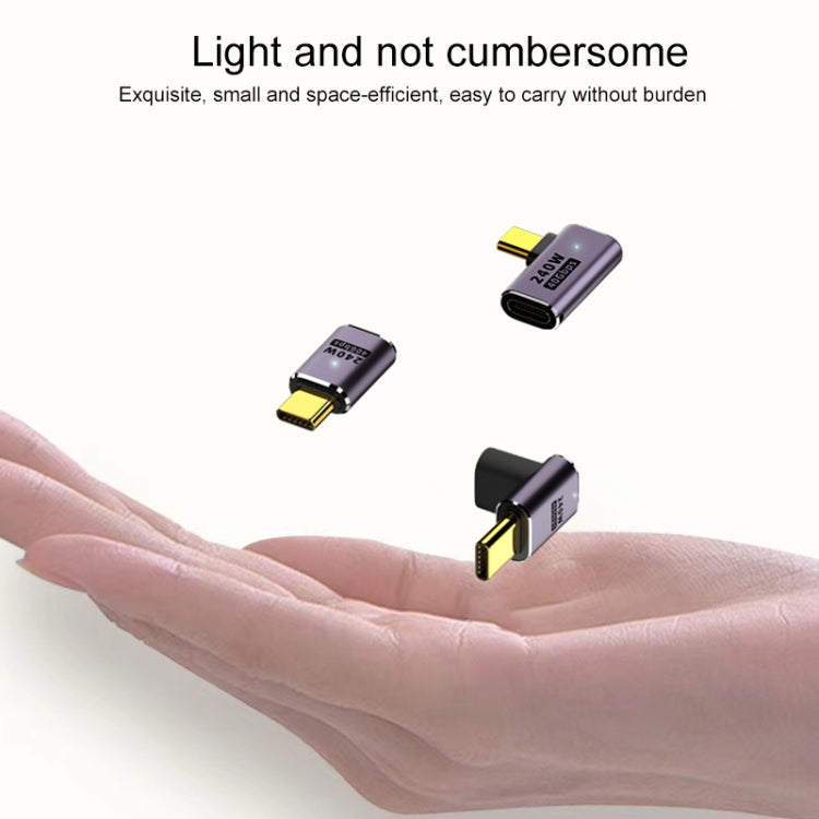 240W USB-C/Type-C Female to USB-C/Type-C Male 40Gbps Medium Bend Adapter with Light - Cable & Adapters by buy2fix | Online Shopping UK | buy2fix
