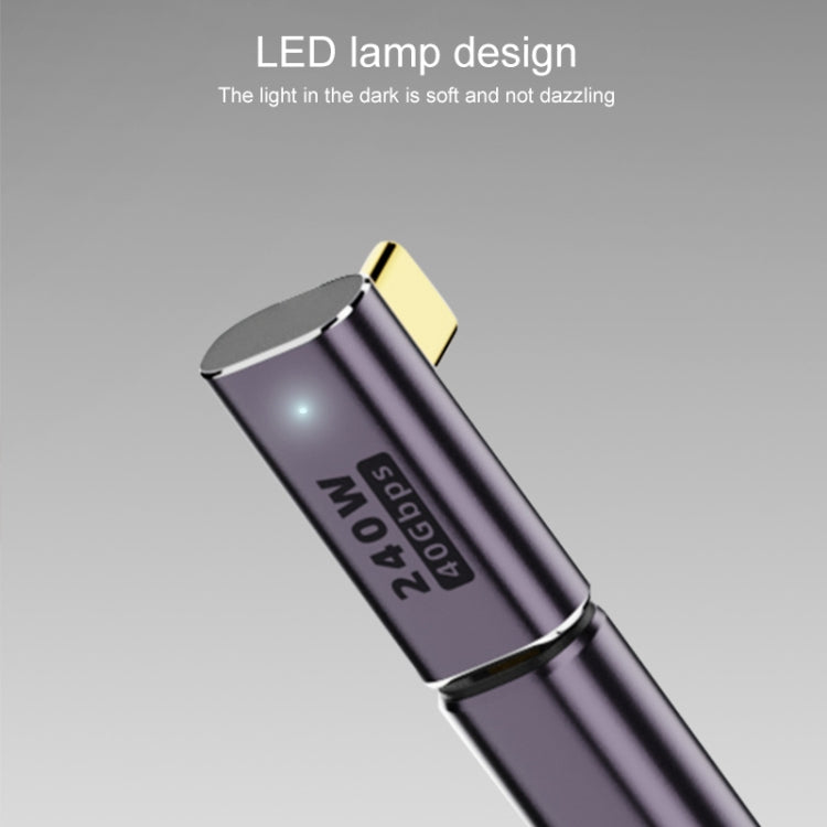 240W USB-C/Type-C Female to USB-C/Type-C Male 40Gbps Medium Bend Adapter with Light - Cable & Adapters by buy2fix | Online Shopping UK | buy2fix
