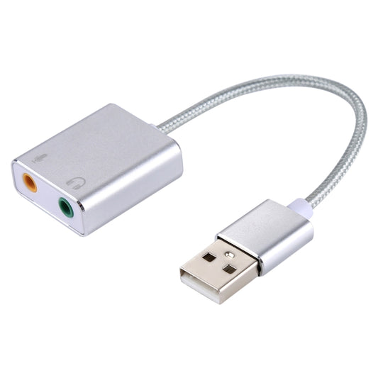 Aluminum Alloy Shell External USB Virtual 7.1 Channel Sound Card with 13cm Cable for PC Laptop (Silver) - USB Sound by buy2fix | Online Shopping UK | buy2fix