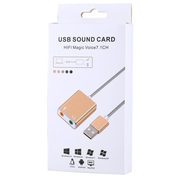 Aluminum Alloy Shell External USB Virtual 7.1 Channel Sound Card with 13cm Cable for PC Laptop (Silver) by buy2fix