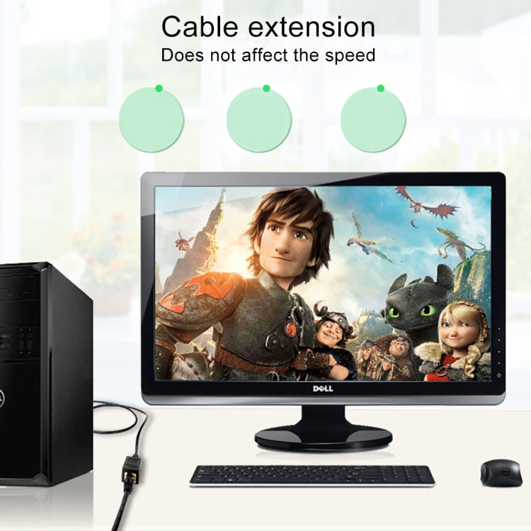 Crystal Network Straight Through Head-line Connector Pair Terminal Female to Double Head RJ45 Interface Extension Device(Black) by buy2fix