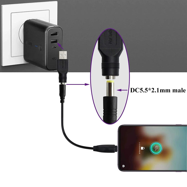 USB Male to 5.5 x 2.1mm Female Plug Adapter Connector - Universal Power Adapter by buy2fix | Online Shopping UK | buy2fix