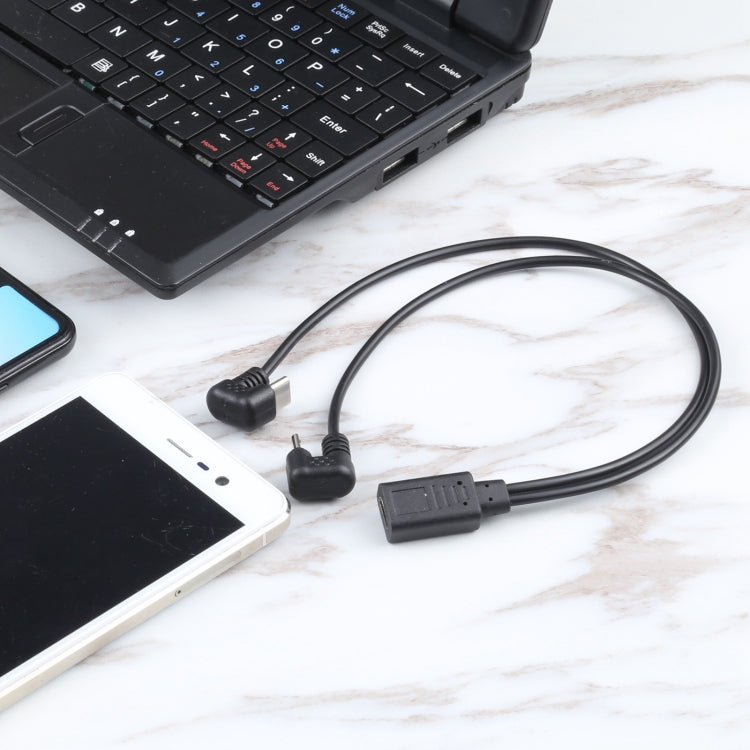 U-shaped USB-C / Type-C Male + Micro USB Male to USB-C / Type-C Female Cable by buy2fix