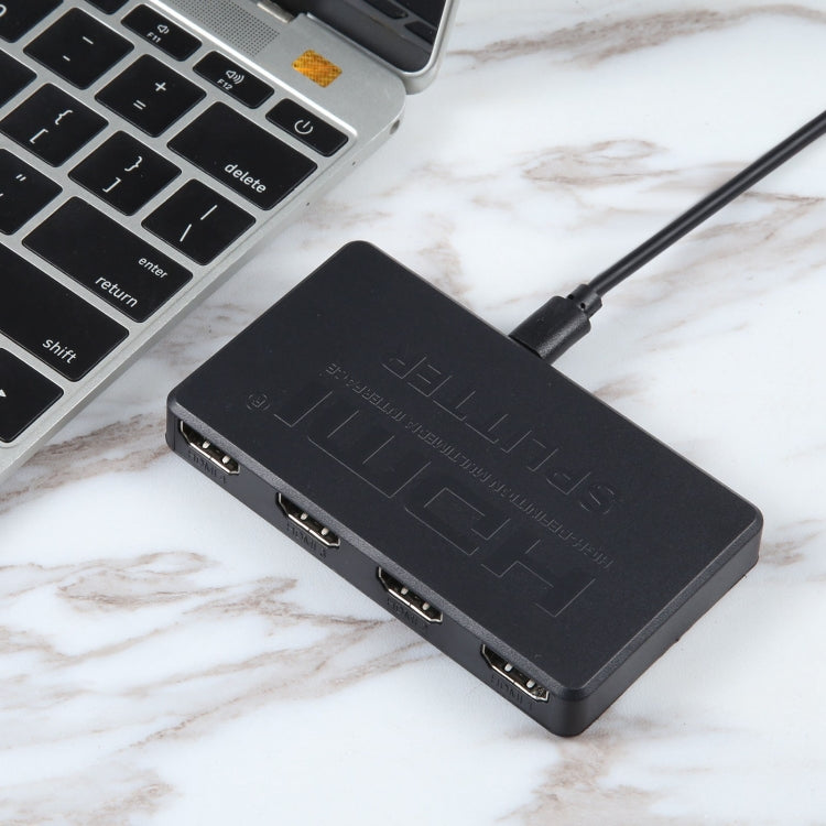 3D 4K HDMI Splitter Box, 1 Input x 4 Output, USB Power Supply(Black) - Splitter by buy2fix | Online Shopping UK | buy2fix