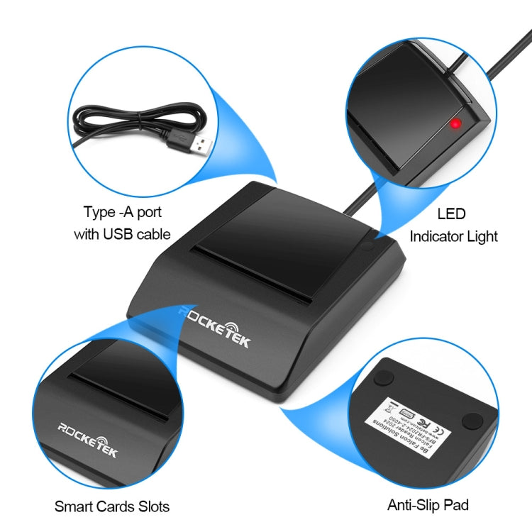ROCKETEK RT-SCR4 CAC IC SIM Chip Smart Card Reader - by ROCKETEK | Online Shopping UK | buy2fix