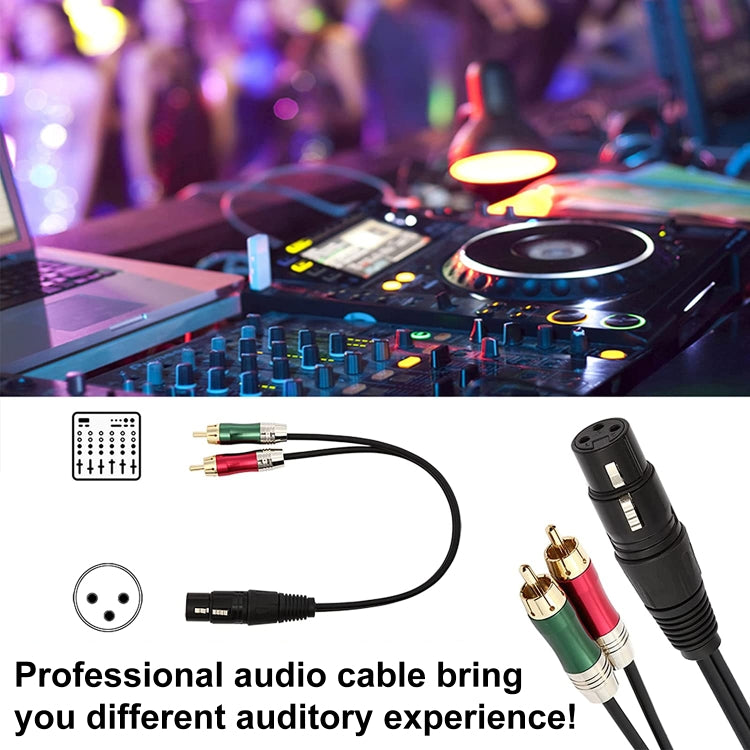 30cm Metal Head 3 Pin XLR CANNON Female to 2 RCA Male Audio Connector Adapter Cable for Microphone / Audio Equipment - Microphone Audio Cable & Connector by buy2fix | Online Shopping UK | buy2fix
