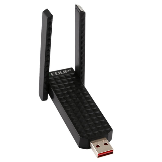 EDUP EP-AC1625 600Mbps 2.4G / 5.8GHz Dual Band Wireless 11AC USB 2.0 Adapter Network Card with 2 Antennas for Laptop / PC(Black) by EDUP