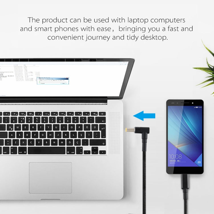 PD 100W 5.5 x 2.5mm Male Elbow to USB-C / Type-C Male Nylon Weave Power Charge Cable, Cable Length: 1.7m - Universal Power Adapter by buy2fix | Online Shopping UK | buy2fix