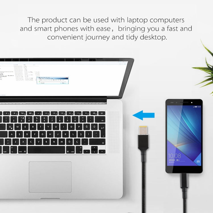 100W Big Square Male to USB-C / Type-C Male Nylon Weave Power Charge Cable for Lenovo, Cable Length: 1.7m - For Lenovo by buy2fix | Online Shopping UK | buy2fix