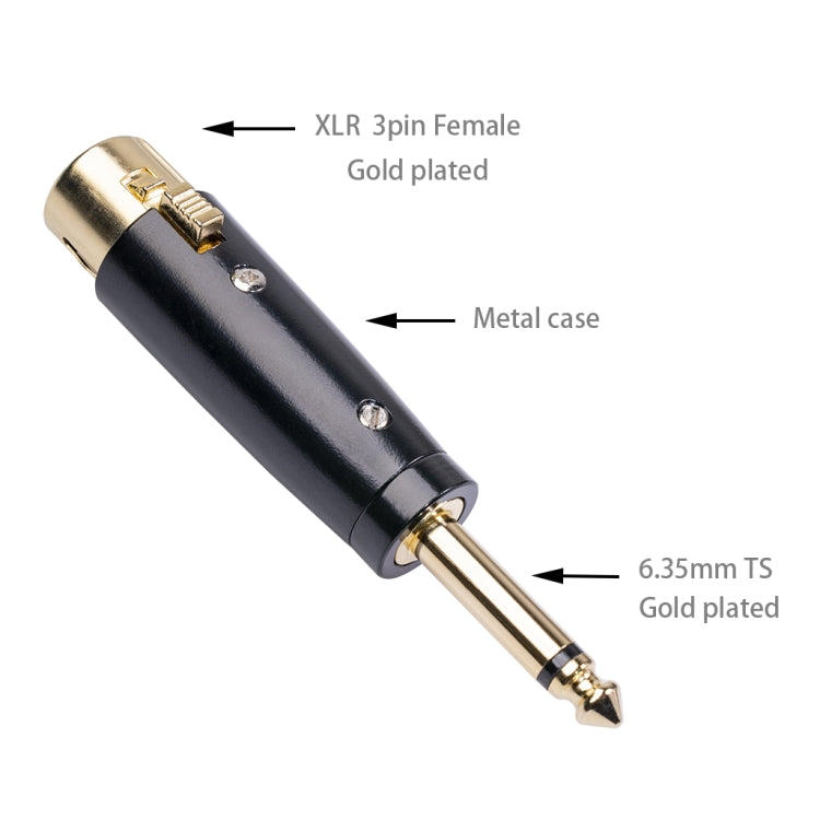 5 PCS LZ1167G 6.35mm Single Track Male Head to XRL Female Audio Adapter Plug (Black) - Microphone Audio Cable & Connector by buy2fix | Online Shopping UK | buy2fix
