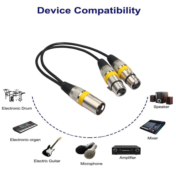 2055MFF-03 2 In1 XLR Male to Double Female Microphone Audio Cable, Length: 0.3m(Red) - Microphone Audio Cable & Connector by buy2fix | Online Shopping UK | buy2fix