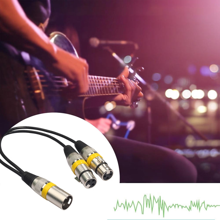 2055MFF-03 2 In1 XLR Male to Double Female Microphone Audio Cable, Length: 0.3m(Yellow) by buy2fix