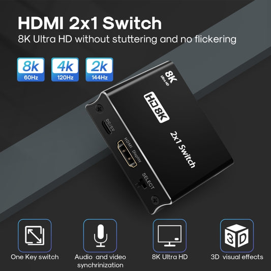 NK-W80 8K UHD HDMI 2X1 One-way Switch by buy2fix